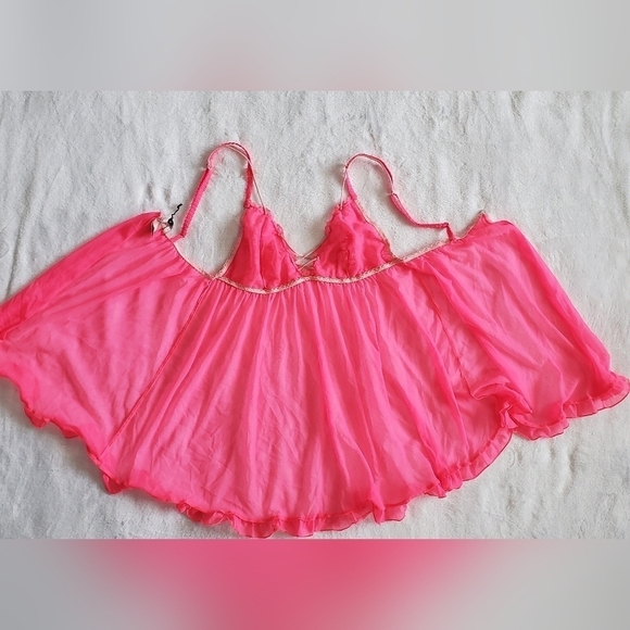 Victoria Secret Neon Pink Babydoll Lingerie Size M - Picture 6 of 13